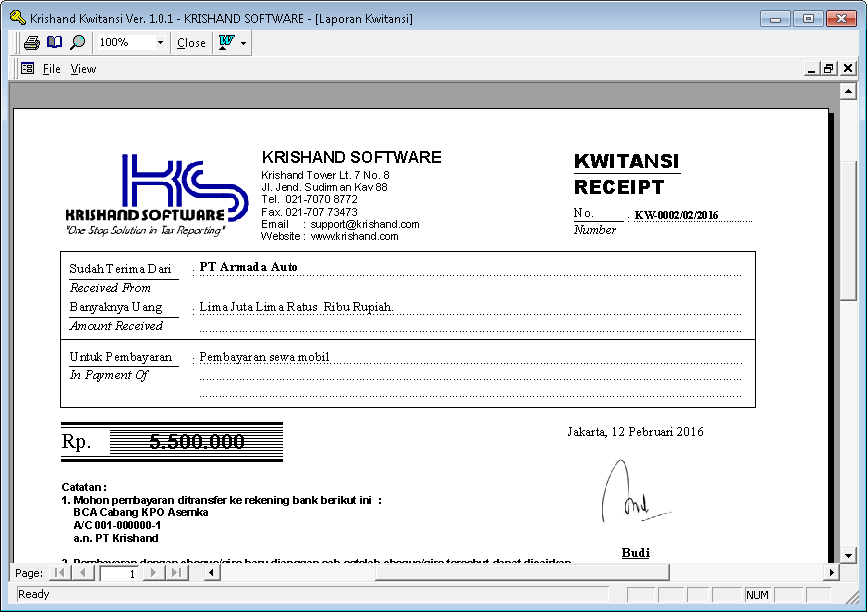 Hasil Preview Kwitansi