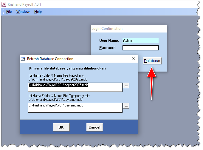 Menu Refresh Database Connection